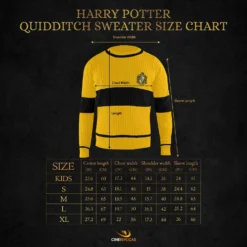 Hufflepuff Quidditch Sweater -Cinereplicas Shop QuidditchSweater SizeChart Hufflepuff EN