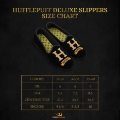 Hufflepuff Deluxe Slippers -Cinereplicas Shop SizeChart DeluxeSlippers H