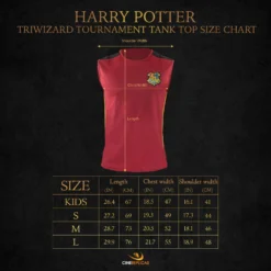 Harry Potter Triwizard Tournament Tank Top -Cinereplicas Shop TriwizardTankTop SizeChart Potter EN